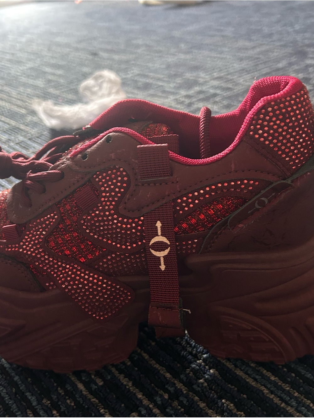 SHEIN Burgundy Chunky Platform Sneakers with Sparkle Accents